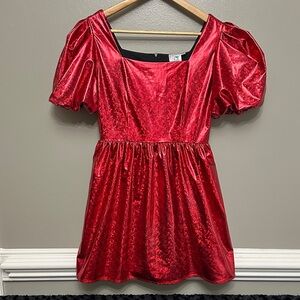 Queen of Sparkles red shimmer mini dress Sz XS